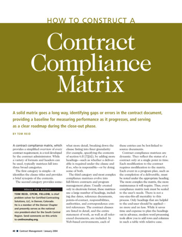 HOW TO CONSTRUCT A Contract Compliance Matrix - AcqNotes
