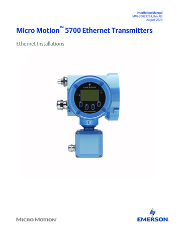 Installation Manual: Micro Motion 5700 Ethernet Transmitters - Emerson