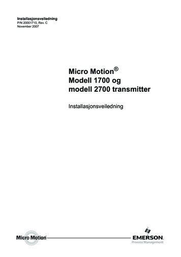 Micro Motion Modell 1700 Og Modell 2700 Transmitter