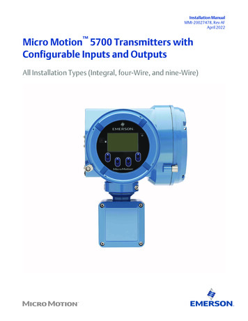 Installation Manual:Micro Motion 5700 Transmitters With Configurable .