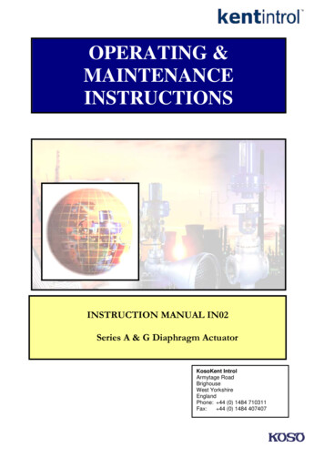 OPERATING & MAINTENANCE INSTRUCTIONS - OME Projects AS