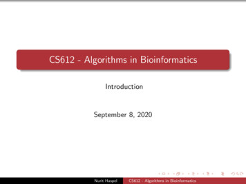 CS612 - Algorithms In Bioinformatics