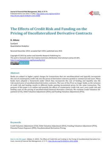 The Effects Of Credit Risk And Funding On The Pricing Of .