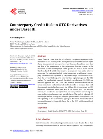 Counterparty Credit Risk In OTC Derivatives Under Basel III