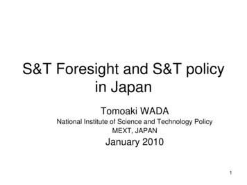 Technology Foresight And S&T Policy In Japan