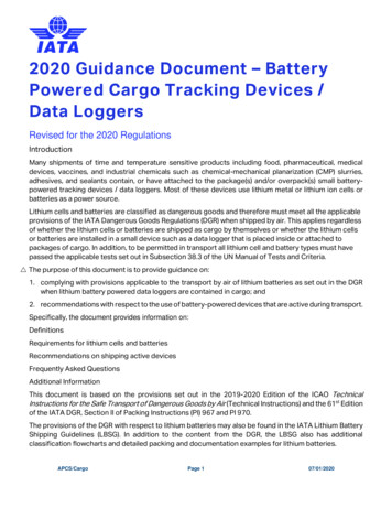 2020 Guidance Document Battery Powered Cargo Tracking Devices / Data .