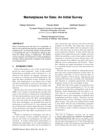 Marketplaces For Data: An Initial Survey - Cs.unibo.it