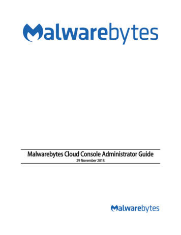 Malwarebytes Cloud Console Administrator Guide