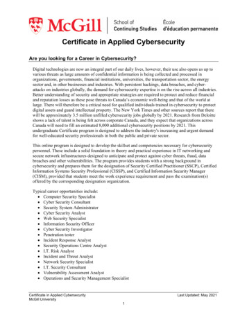 Certificate In Applied Cybersecurity - McGill University
