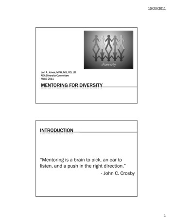 Mentoring For Diversity.FNCE2011 - Dietetics