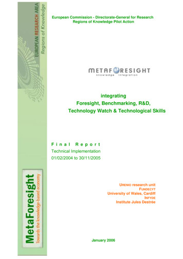 Integrating Foresight, Benchmarking, R&D, Technology Watch .