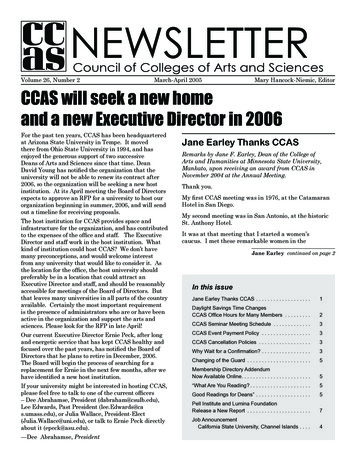 CCAS Will Seek A New Home And A New Executive Director In 2006 NEWSLETTER