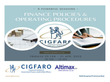 CIGFARO Presentation Finance Policies And Operating Procedures