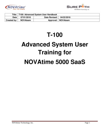 Title: T100: Advanced System User Handbook Date 07/01/2018 . - NOVAtime