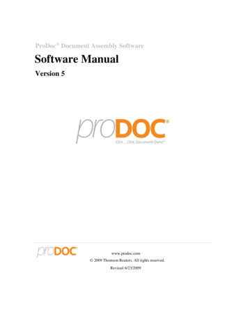 ProDoc Document Assembly Software Software Manual