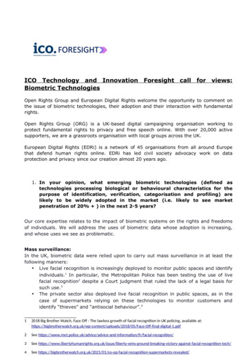ICO Technology And Innovation Foresight Call For Views: Biometric .
