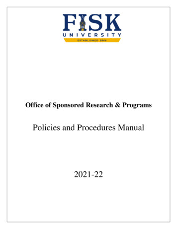 Policies And Procedures Manual 2021-22 - Fisk University