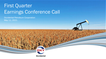 First Quarter Earnings Conference Call - Occidental Petroleum