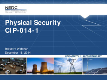 Physical Security CIP-014-1 - North American Electric Reliability .