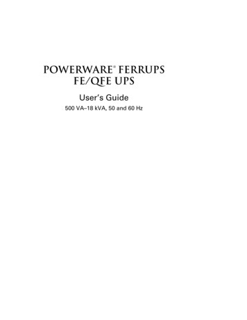 Powerware FERRUPS FE/QFE UPS - Power Pros, Inc.
