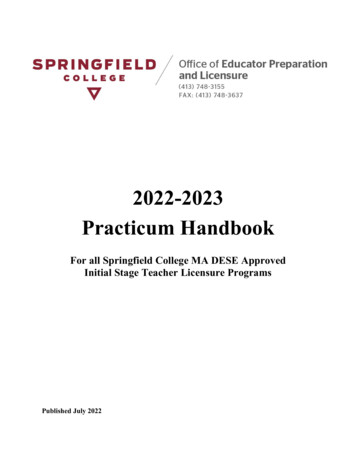 2022-2023 Practicum Handbook - Springfield.edu