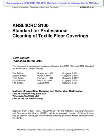 ANSI/IICRC S100 Standard For Professional Cleaning Of Textile Floor .