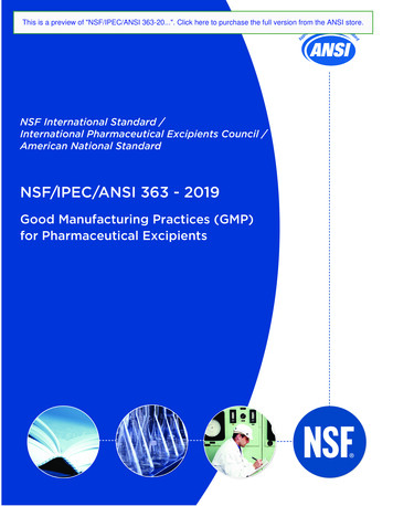 NSF International Standard / International Pharmaceutical Excipients .