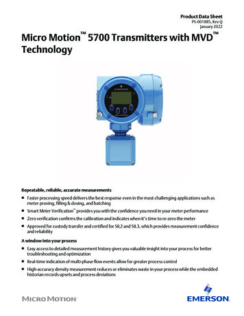 Product Data Sheet: Micro Motion 5700 Transmitters With MVD . - Emerson