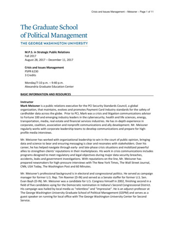 M.P.S. In Strategic Public Relations Crisis And Issues Management PSPR 6230