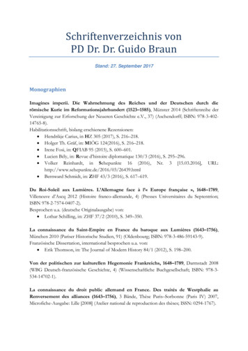Schriftenverzeichnis Von PD Dr. Dr. Guido Braun - Uni-bonn.de