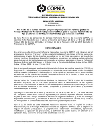 REPÚBLICA DE COLOMBIA CONSEJO PROFESIONAL NACIONAL DE . - Copnia