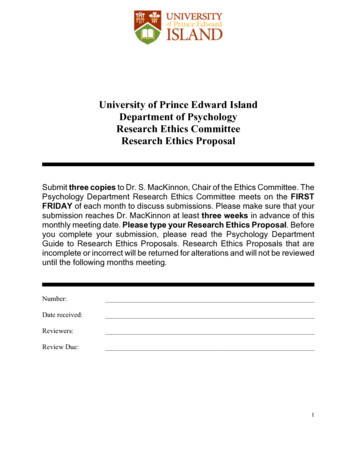 Research Ethics Proposal Form - University Of Prince Edward Island