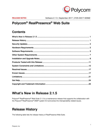 Polycom RealPresence Web Suite Release Notes Version 2.1