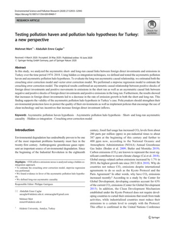 Testing Pollution Haven And Pollution Halo Hypotheses For . - Springer