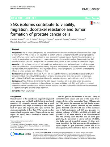 S6Ks Isoforms Contribute To Viability, Migration, Docetaxel Resistance .