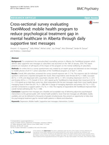 Cross-sectional Survey Evaluating Text4Mood: Mobile Health Program To .
