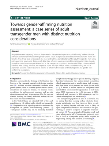 Towards Gender-affirming Nutrition Assessment: A Case Series Of Adult .