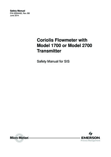 Coriolis Flowmeter With Model 1700 Or Model 1700 Transmitter: Safety .