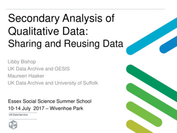 Secondary Analysis Of Qualitative Data - UK Data Service