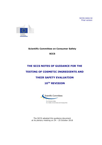 The Sccs Notes Of Guidance For The Testing Of Cosmetic Ingredients And .