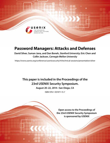 Password Managers: Attacks And Defenses - USENIX