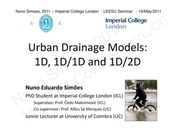 Urban Drainage Models: 1D, 1D/1D And 1D/2D - Leesu