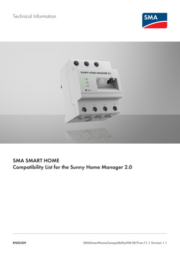 Technical Information - SMA SMART HOME Compatibility List For The Sunny .