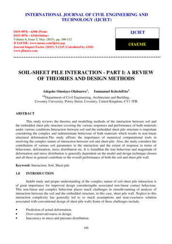 11 Soil Sheet Pile Interaction Part I A Review Of Theories And Design .