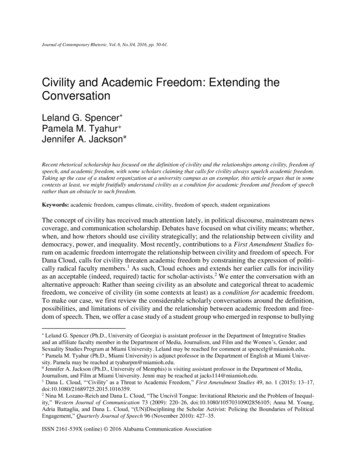 Civility And Academic Freedom: Extending The Conversation
