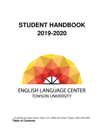Student HANDBOOK 2019-2020 - Towson University