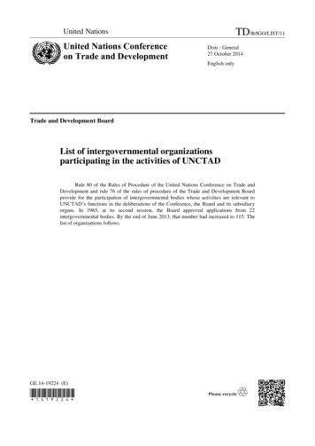 List Of Intergovernmental Organizations Participating In The . - UNCTAD