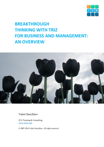 Breakthrough Thinking With Triz For Business And Management: An Overview