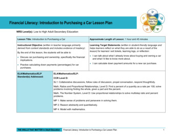 Financial Literacy: Introduction To Purchasing A Car Lesson Plan - Ed