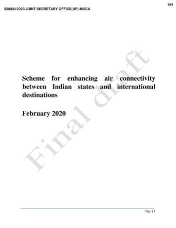 Scheme For Enhancing Air Connectivity Between Indian States And .